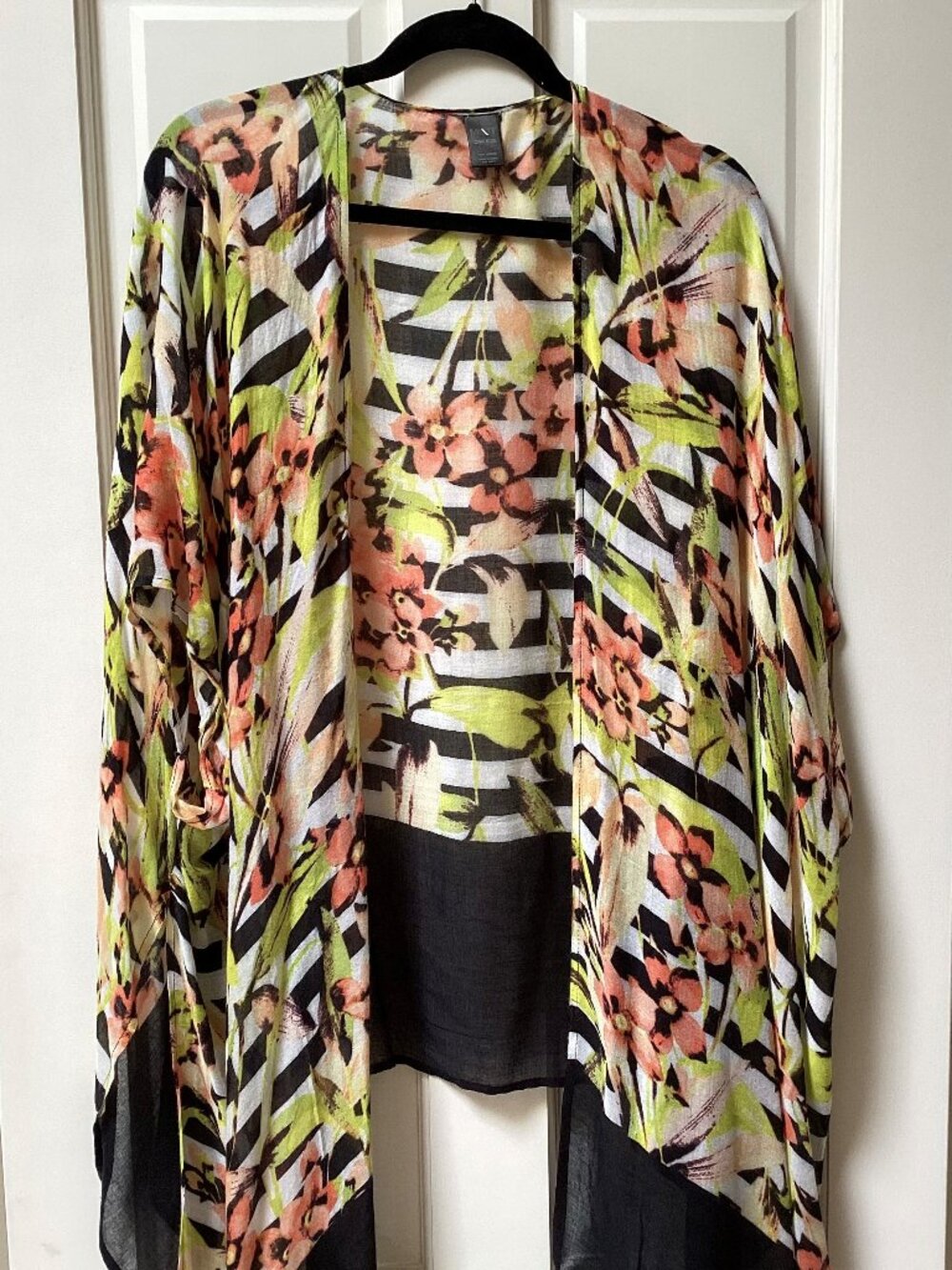 Mixit orange, black, white kimono, wrap, top, one size